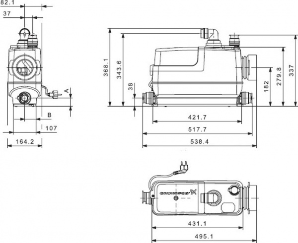 Канализационный насос Grundfos 620 Вт CWC-3